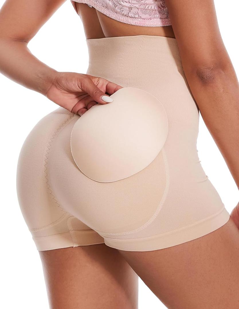 Zimi Collection Tummy Control High Waist Butt Lifter Panties Padded Underwear for Women Hip Enahncer Body Shaper Boyshort M