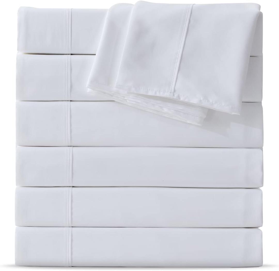 Maple&Stone Twin Flat Sheet 6 Pack,Premium Soft & Breathable,Brushed Microfiber Fabric,Anti-Shrinkage & Non-Fading,Bulk Flat Sheets Only Twin Size (White)