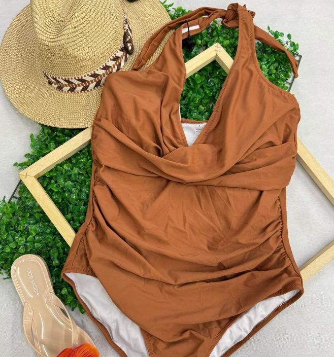  Women One Piece Swimwear V Neck Swimsuits for Big Busted Tummy Control Bathing Suits, Medium