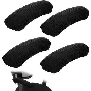 4 Pcs Office Chair Arm Covers, Chair Arm Covers Desk Chairs Arms Cover Elastic Chairs Armrest Cover Armrest Protector Washable Rest Slipcovers Stretch Arms Rest Slipcovers for Hand(Black)