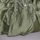 Off Shoulder Sequin Prom Dresses Long 2025 Satin Mermaid Formal Dresses Spaghetti Strap Evening Party Dress with Slit, Olive Size 4