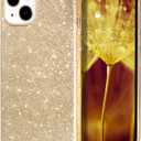 MILPROX Compatible with iPhone 14 Case (2022), Glitter Sparkly Shiny Bling Rubber Gel Shell Cases 3 Layers Shockproof Protective Bumper Cover for iPhone 14 /iPhone 13 - Gold