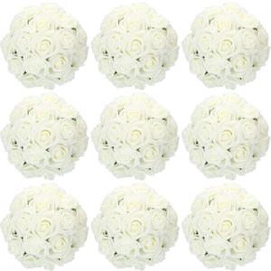Tigeen 200 Pack Artificial Foam Rose Flowers with Stems Artificial Flowers Real Looking Fake Roses Bulk for DIY Wedding Bouquets Bridal Shower Centerpieces Floral Arrangements Home Decoration (White)