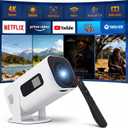 Mini Projector with Wifi and Bluetooth: Support 4K 1080P Portable Movie Projector Built-in Apps & Speaker - Auto Keystone Correction - 270 Rotatable Video Projector for Bedroom Home Theater