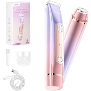 Bikini Trimmer for Women, Electric Razors with Dual Heads, Rechargeable Pubic Hair Trimmer with IPX7 Waterproof, Painless Pro Shaver for Underarm Leg Arm Body Face Private AreaRoyalRose