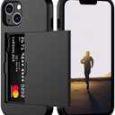 Nvollnoe for iPhone 13 Case with Card Holder Heavy Duty Protective Dual Layer Shockproof Hidden Card Slot Slim Wallet Case for iPhone 13 for Women&Men(Black) (Black-Standard Storage)