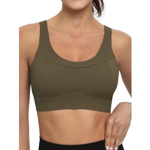 RUNNING GIRL High Impact Sports Bras for Women,Racerback Running Bra Workout Crop Tank Tops Longline Sports Bra Push up (Green, S)