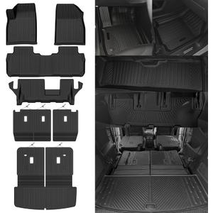 All Weather Floor Mats Fit for 2017-2023 GMC Acadia 7 Seats with 2nd Row Bench Seat Floor Mats & Trunk Mat & 2nd Backrest Mats & 3rd Row Backrest Mats for GMC Acadia Accessories Floor Liner