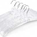 Amber Home 8 Pack 15 Inch Large White Satin Padded Hangers for Women Clothing, Anti Slip Cushioned Hangers for Sweaters, Wedding, Delicate Cashmere