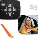 Upper Passenger Heated Mirror Glass Replacement for 2009-2018 Dodge Ram 1500 2500 3500, Right Exterior Side Flat Mirror with 3 Holders, 68067729AA