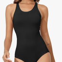 Beautikini Period Swimwear Women's One Piece Leak Proof Menstrual Bathing Suit Racerback Training Swimsuit for Teens Girls Black S