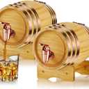 Thyle 2 Pcs 1 Liter Vintage Whiskey Barrel Cocktail Tequila Rum Spirits Liquors Whiskey Dispenser Alcohol Cask Barrel with Stand for Home Table Display Storage