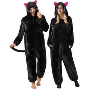 Spooktacular Creations Halloween Dalmatian Dragon Triceratop Unisex Costume, Adult Animal Costume Halloween Costume Party (Medium, Black Cat)