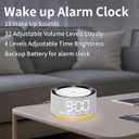 Alarm Clock Sound Machine White Brown Noise Machine with 30 Sleeping Sounds for Baby Kids Adults Night Light Bedroom 2 Alarms Backup Battery 32-Level Vol 15 Wake up Sounds for Mild Heavy Sleeper