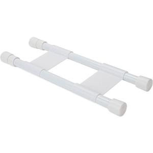 Camco RV Cupboard Double Bar | Adjustable Spring-Loaded Tension Bars Compress and Extend in Size from 10 to 17-inches | White (44093)
