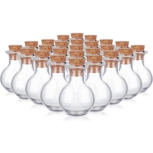 Gejoy 30 Pieces 0.9 x 0.6 Inches Mini Glass Bottles Clear Drifting Small Wishing Bottles with Cork Stoppers for Wedding Birthday Party DIY Crafts Supplies