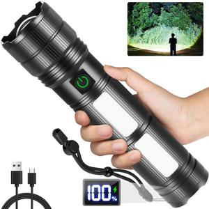 KYEKIO Large Size & High Powered Flashlight, Flashlights High Lumens, Super Bright Flashlight, Rechargeable Flashlights LED, Adjustable Tactical Flash Light, Waterproof Flash Light for Home Emergency