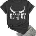 Howdy Shirt Women Western Vintage Country Music Casual Short Sleeve Tee Tops (XL)