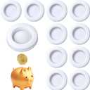 10 Pieces Piggy Bank Stopper, Piggy Bank Plug, White Rubber Stopper Covers, 1.45 Inch Outer Diameter, Money Saving Box Closure, Hole Protector and Seal