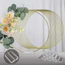 YALLOVE 10 PCS 12 Inch Floral Hoop Table Centerpiece, Metal Wreath Ring Stand with Crystal Clear Acrylic Base for Balloon and Flower Decoration, Flower NOT Included (Gold)