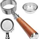 58mm Bottomless Portafilter, Professional Stainless Steel Portafilter 2 Ears for 58 Gaggia Machines- Not suitable with E61 groupheads,with Walnut Handle & Filter Basket