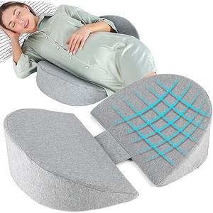 Pregnancy Wedge Pillow for Sleeping, Upgraded Memory Foam Maternity Pillow for Pregnant Women, Pregnancy Body Pillow with Cooling Removable, Washable Cover, Support for Belly,Back, Legs (Grey)