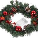 GANAZONO 1pc Christmas Led Wreath Lamp Decorative Hanging Ornament for for Holiday Parties Features Lights Wire Home