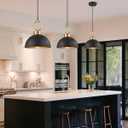 2 Pack Black Pendant Lights Kitchen Island, 10'' Farmhouse Industrial Pendant Light Fixtures, Adjustable Height Modern Dome Hanging Light for Kitchen Dining Room Entryway Bar, 10.2'' 2 Pack