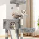 Cat Tree, 41.3" Cat Tower for Indoor Kittens with Scratching Board and Posts, Multi-Level Cozy Cat Condo with 2 Perches, Hammock, Balls, Light Gray GCT005SW