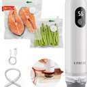 Compact Vacuum Sealer for Food (Vacuum Sealer Machine + 30 Reusable Vacuum Bags), Powerful Handheld Food Vacuum Sealer Machine with LED Display & Liquid Drainage Tube, Portable Food Sealer