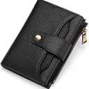GAEKEAO Small Wallets Woman RFID Blocking Leather Bifold Card Holder Wallets with Zipper Pocket Removable ID Window