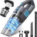 Handheld Vacuum Cordless, 15000PA Strong Suction Hand Held Car Vacuum Cleaner Rechargeable, Portable Hand Vacuum with Multi-Nozzles & Washable Filter for Home Office, Car, Pets (Gray & Blue)