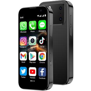 Mini Smartphone 3.0" HD Touchscreen - Unlocked Android Compact Mobile Phone for Kids & Students | Smallest Cell Phone for Travel Backup & Digital Detox | WiFi, GPS, Face ID, Dual SIM, 2GB+16GB, Black