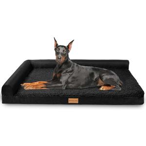Patas Lague Orthopedic Jumbo Dog Bed for Extra Large Dogs 56''X40'', Waterproof L Bolster Pet Sofa Beds with Removable Washable Cover, Soft Comfortable Pet Couch Crate Mat with Nonskid Bottom, Black OEKO-TEX STANDARD 100