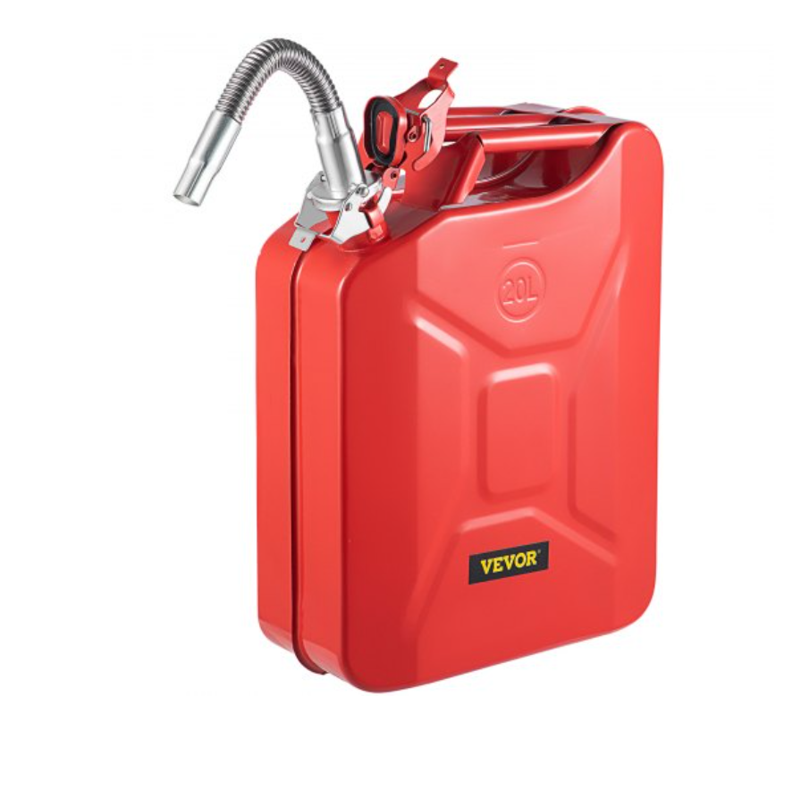 VEVOR Jerry Fuel Can, 5.3 Gallon / 20 L Portable Jerry Gas Can with Flexible Spout System, Rustproof ＆ Heat-resistant Steel Fuel Tank for Cars Trucks Equipment, Red
