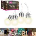JoyBox Design 10 LED Light Bulbs - Battery Operated G40 String Lighting for Marquee Letters Numbers - Indoor & Outdoor Kids Party and Christmas Decor - Bedroom Decorative Waterproof Warm Lights