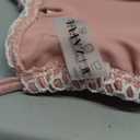 ZAFUL Women's Triangle Bikini Top Multiway Fishnet Tie Back Bandeau Halter String Bikini Swimsuit Bathing Suit (Pink, M)