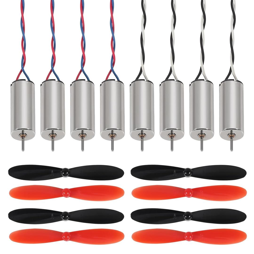 8pcs 716/7x16mm Motor 19000KV Brushed Motors + 8pcs 55MM CW CCW Propeller for Model Aircraft/UAV/Quadcopter/Toy Aircraft, etc