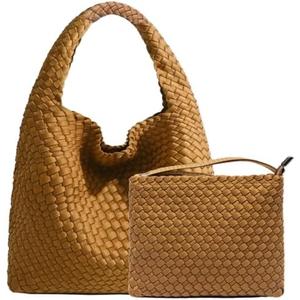 JINMANXUE Woven Purse for Women, Neoprene Top-handle Shoulder Bag, Hobo Tote, Travel Handbag, Wrist Bag For Work Shopping