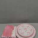 100 Pcs Pink Ribbon Bow Party Supplies Set - Serves 25, Watercolor Disposable Tableware, Includes Paper Plates, Napkins, Forks for Wedding, Bachelorette, Birthday, Girls Coquette-Style Themed Favors