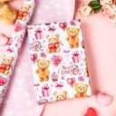 MAYPLUSS Valentines Day Wrapping Paper, Pink Heart Wrap Paper Cute Bear Gift Wrapping Roll for Girl Anniversaries Romantic Celebration, 17 in x 33ft