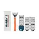 Harry's Original Shaving Kit for Men - Razor Handle, 15 Razor Blade Refills, and Travel Blade Cover - German Engineered - Orange