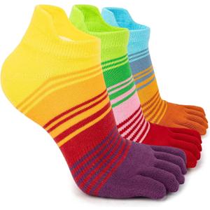 Colorful Cotton Striped Crew/Ankle/Stocking Toe Socks For Men and Women Outdoor Sports(3&6pairs) (L)