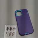 for iPhone 15 Case [Compatible with MagSafe], Heavy Duty Shockproof 3-Layer Full-Body Protection Rugged Cover, Drop-Resistant and Wireless Charging Friendly (Purple, iPhone 15)