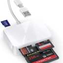 SD Card Reader, 4 in 1 USB C to SD/TF/CF/MS Card Reader with USB to USB C Adapter Memroy Card Reader for iPhone 17/16/15 Pro Max iPad Pro MacBook Pro/Air iMac M4/M3/M2 Android Phone/Tablet PC (White)