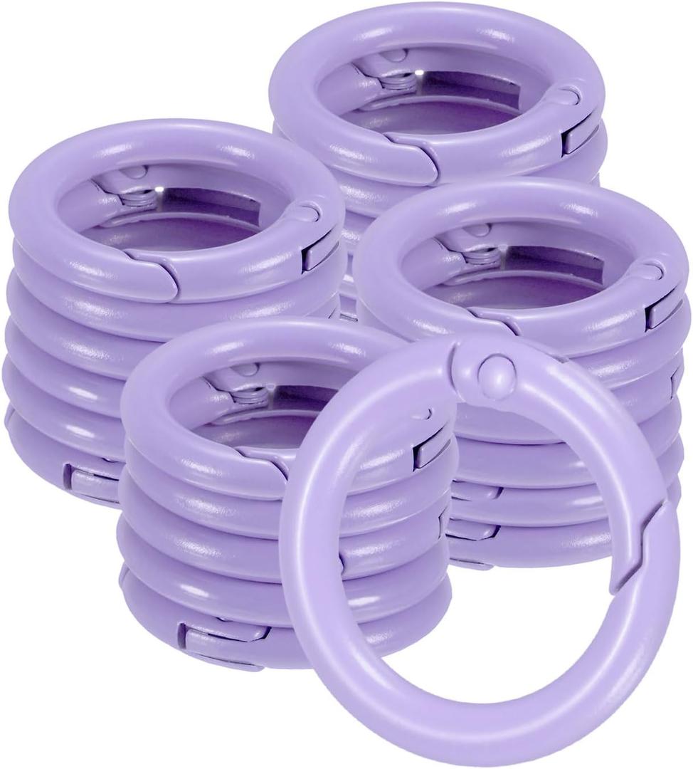 Metal Spring O Rings, Zinc Alloy Spring Keyring Buckle for Keychains/Bag/Purse/DIY Crafts (Light Purple)