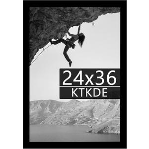 KTKDE 24x36 Picture Frame Black Woodgrain with Polished Plexiglass, Studio Gallery Vertical & Horizontal Wall Hanging Large Poster Frame for Photos,Minimalist Style -Any style Best gift