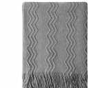 BOURINA Greyish Throw Blanket 50x60 Inches Throw Textured Solid Soft Sofa Couch Decorative Knit Blanket