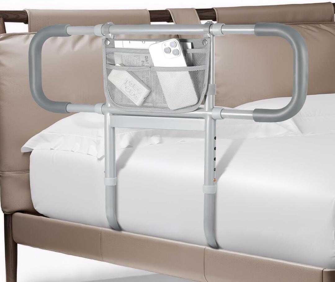 Siebenschlfer Bed Rails for Elderly Adults Safety, Extended Bed Assist Rail for Seniors - Adjustable Side Bed Guard Rails Handle Support Bar with Storage Bag, Fit King Queen Full Twin Beds