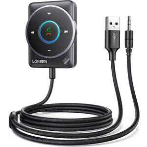 UGREEN Bluetooth 5.4 Aux Car Adapter, [Enhanced Connection & Noise Cancellation], Bluetooth Aux Receiver with Nylon Braided Cable, Plug & Play for Car Music/Hands-Free Calls/Stereo Audio
